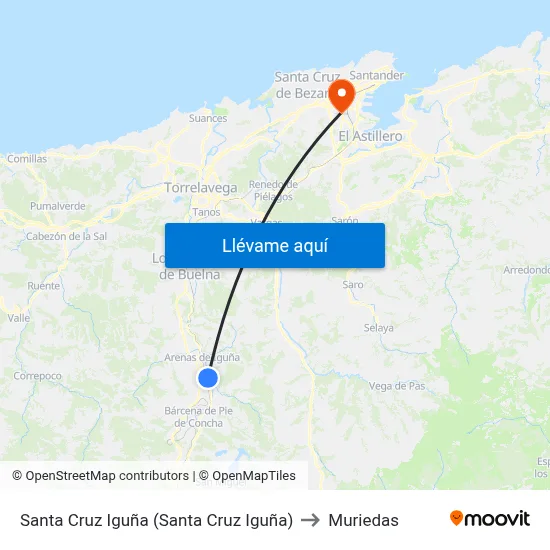Santa Cruz Iguña (Santa Cruz Iguña) to Muriedas map