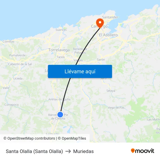 Santa Olalla (Santa Olalla) to Muriedas map