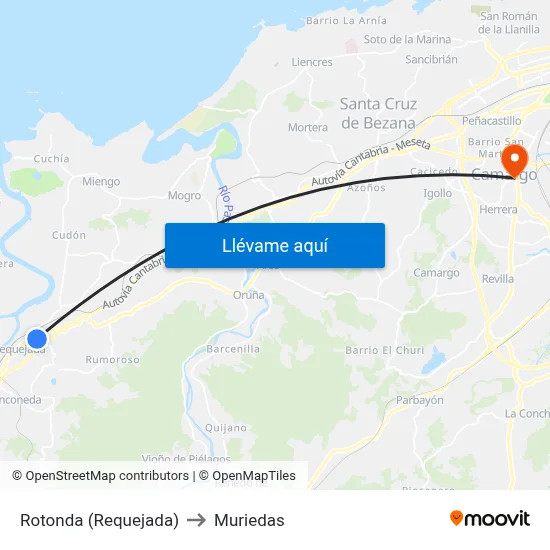 Rotonda (Requejada) to Muriedas map