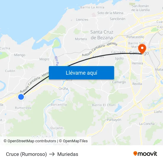 Cruce (Rumoroso) to Muriedas map