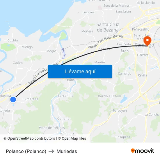 Polanco (Polanco) to Muriedas map