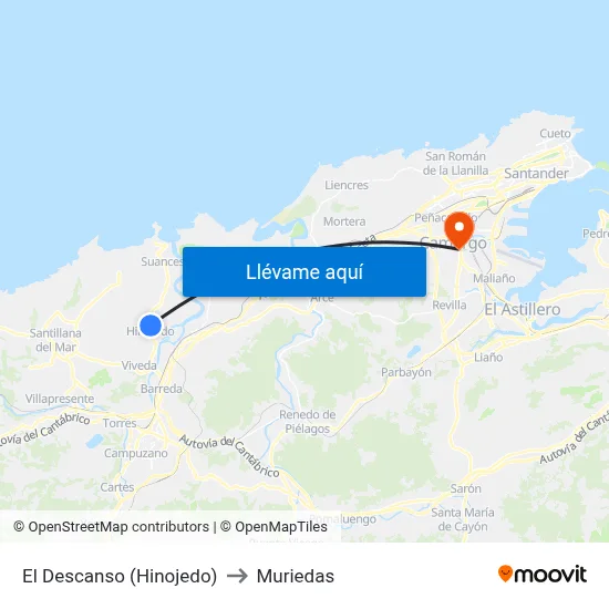 El Descanso (Hinojedo) to Muriedas map