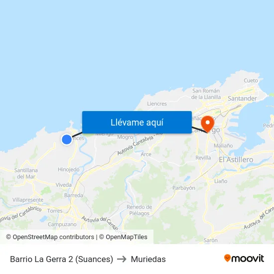 Barrio La Gerra 2 (Suances) to Muriedas map