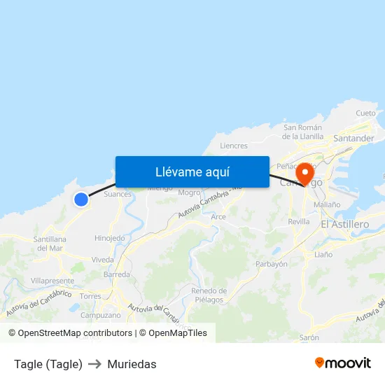 Tagle (Tagle) to Muriedas map