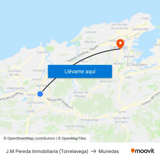 J.M Pereda Inmobiliaria (Torrelavega) to Muriedas map