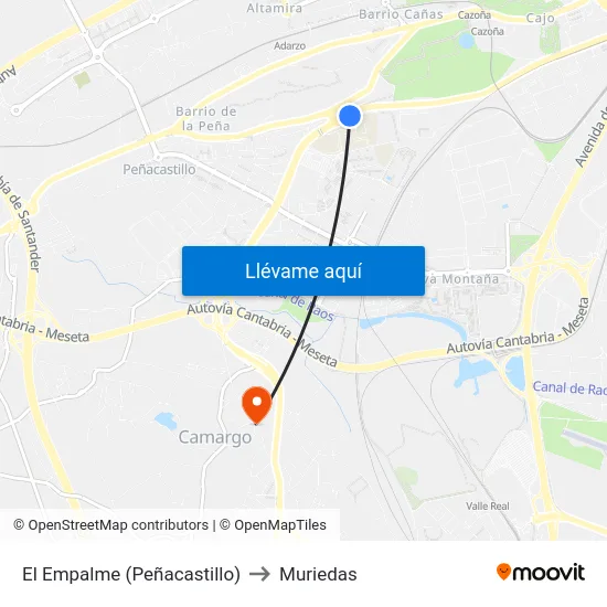 El Empalme (Peñacastillo) to Muriedas map