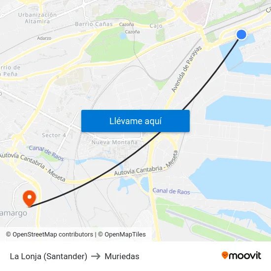 La Lonja (Santander) to Muriedas map