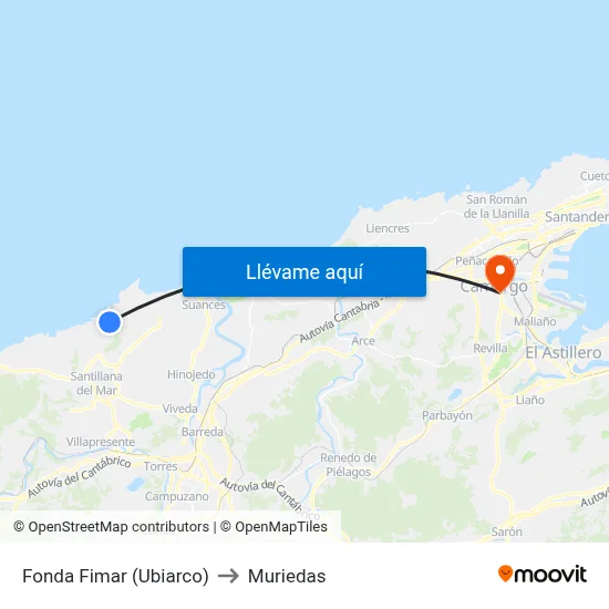 Fonda Fimar (Ubiarco) to Muriedas map