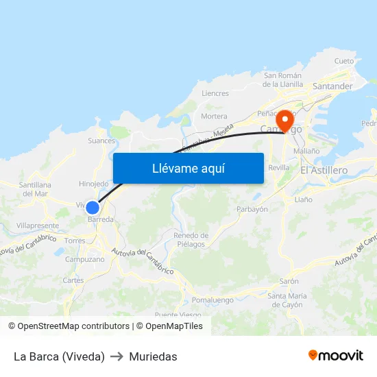 La Barca (Viveda) to Muriedas map