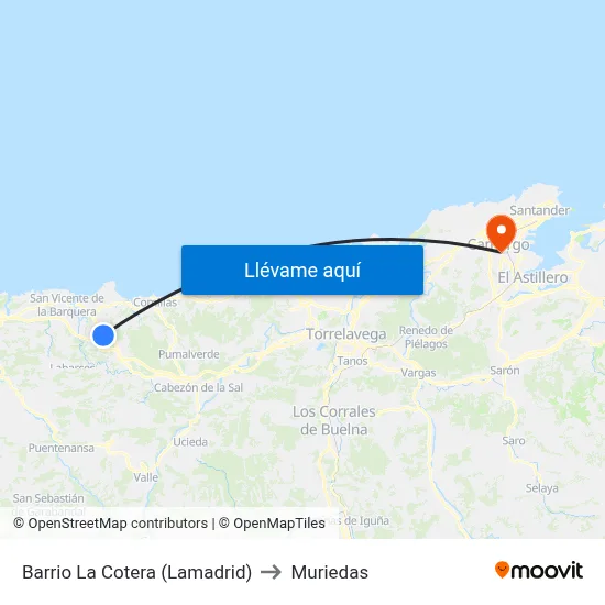 Barrio La Cotera (Lamadrid) to Muriedas map