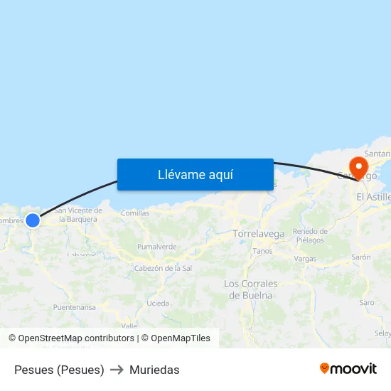 Pesues (Pesues) to Muriedas map