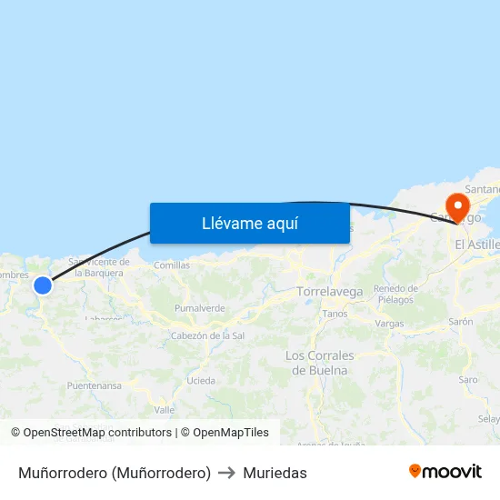 Muñorrodero (Muñorrodero) to Muriedas map