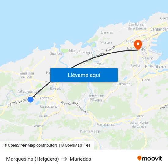Marquesina (Helguera) to Muriedas map