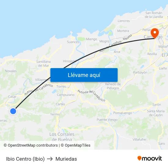 Ibio Centro (Ibio) to Muriedas map