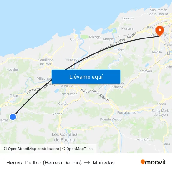 Herrera De Ibio (Herrera De Ibio) to Muriedas map