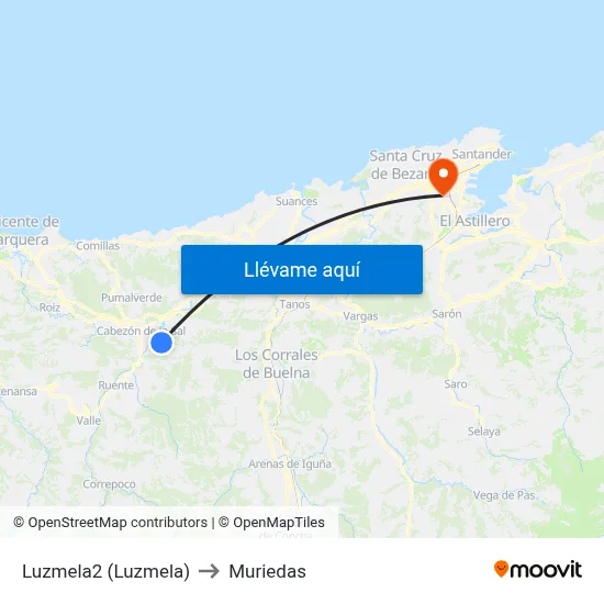 Luzmela2 (Luzmela) to Muriedas map