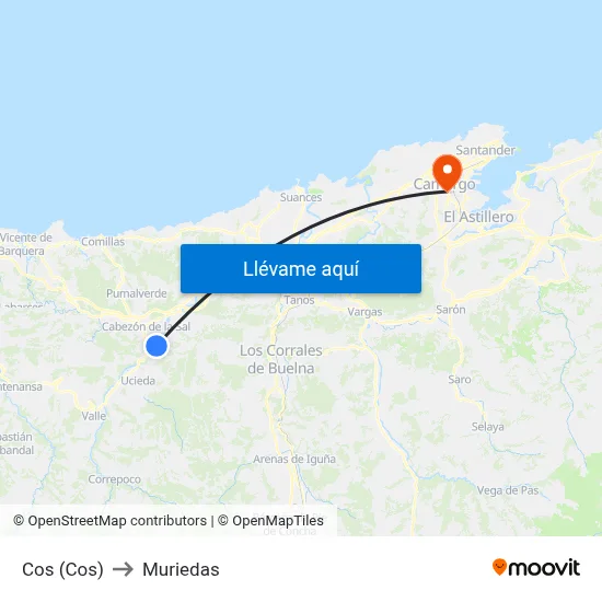 Cos (Cos) to Muriedas map