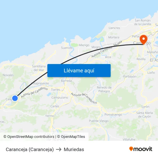 Caranceja (Caranceja) to Muriedas map