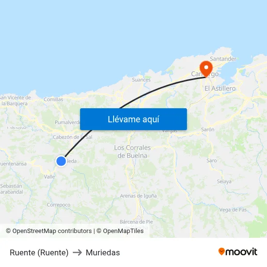 Ruente (Ruente) to Muriedas map