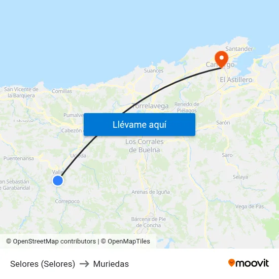 Selores (Selores) to Muriedas map
