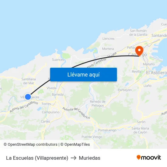 La Escuelas (Villapresente) to Muriedas map