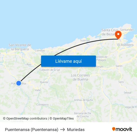 Puentenansa (Puentenansa) to Muriedas map