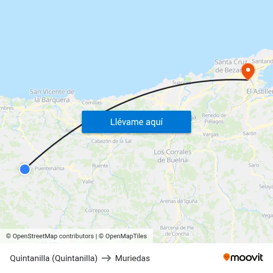 Quintanilla (Quintanilla) to Muriedas map