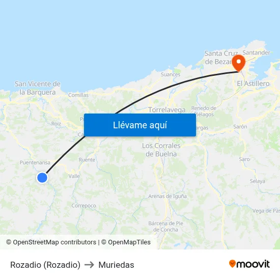 Rozadio (Rozadio) to Muriedas map