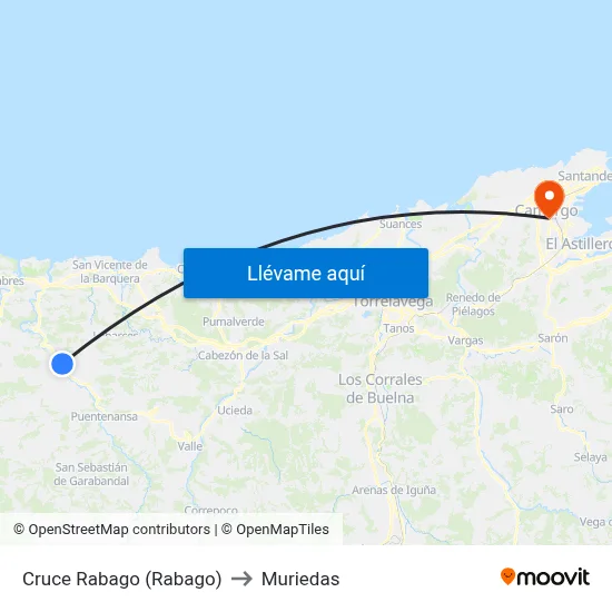 Cruce Rabago (Rabago) to Muriedas map