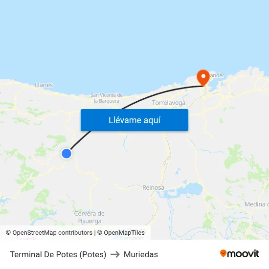 Terminal De Potes (Potes) to Muriedas map