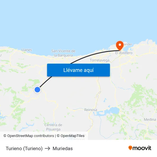 Turieno (Turieno) to Muriedas map