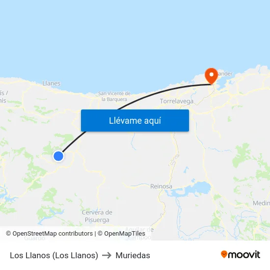 Los Llanos (Los Llanos) to Muriedas map