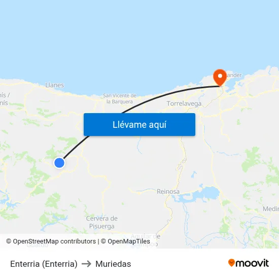 Enterria (Enterria) to Muriedas map