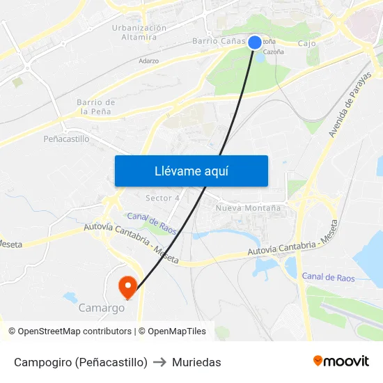 Campogiro (Peñacastillo) to Muriedas map