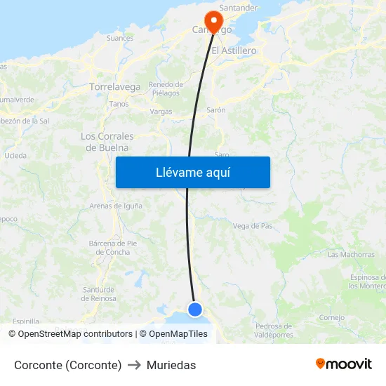 Corconte (Corconte) to Muriedas map