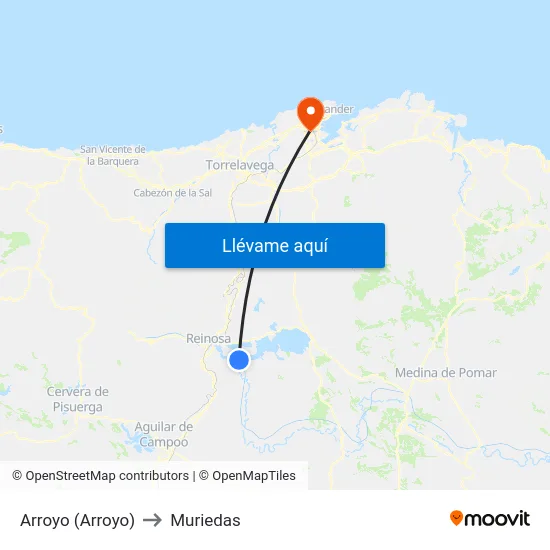 Arroyo (Arroyo) to Muriedas map