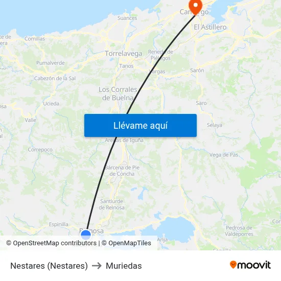 Nestares (Nestares) to Muriedas map