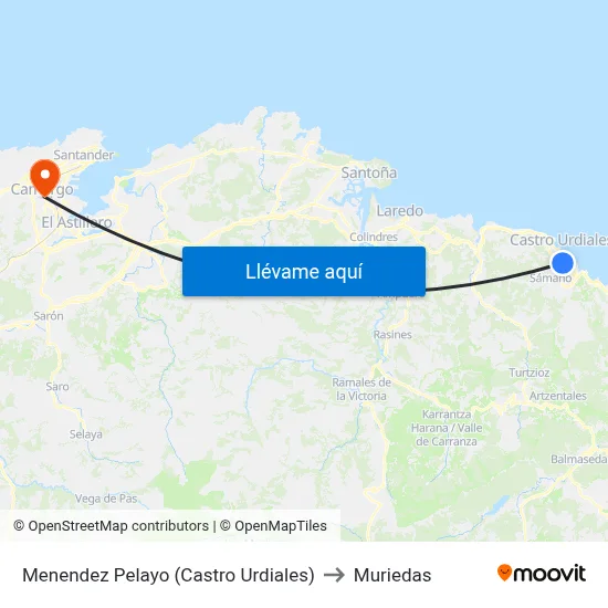 Menendez Pelayo (Castro Urdiales) to Muriedas map