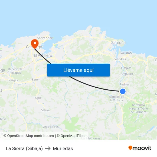 La Sierra (Gibaja) to Muriedas map