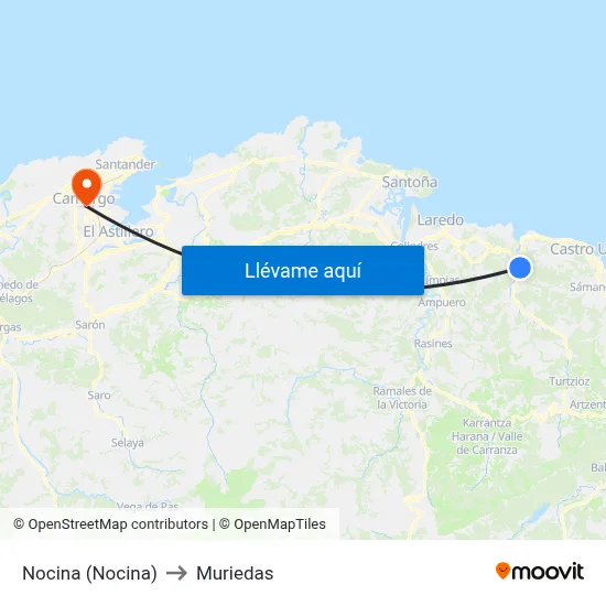 Nocina (Nocina) to Muriedas map