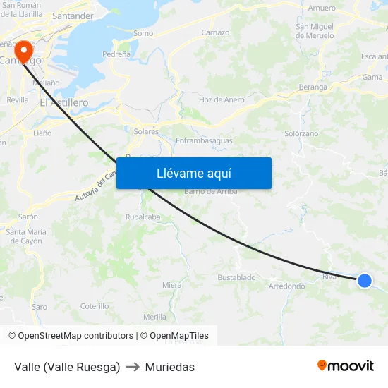 Valle (Valle Ruesga) to Muriedas map