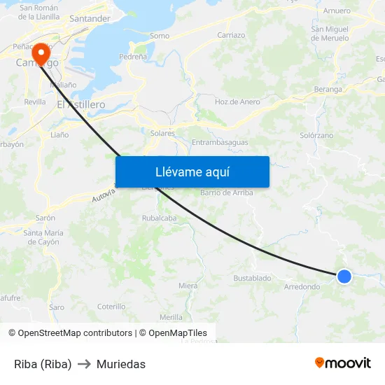 Riba (Riba) to Muriedas map