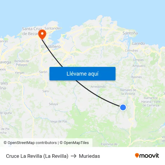 Cruce La Revilla (La Revilla) to Muriedas map