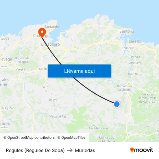 Regules (Regules De Soba) to Muriedas map