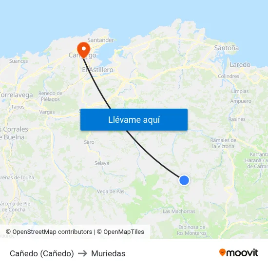 Cañedo (Cañedo) to Muriedas map