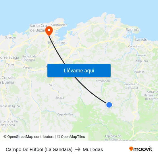 Campo De Futbol (La Gandara) to Muriedas map