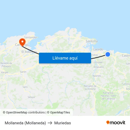 Mollaneda (Mollaneda) to Muriedas map