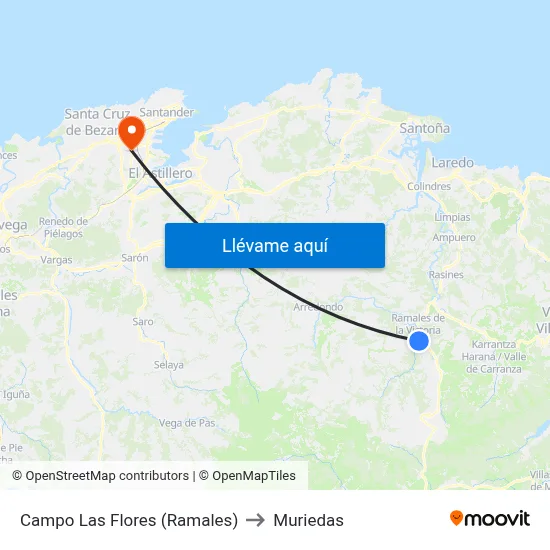 Campo Las Flores (Ramales) to Muriedas map
