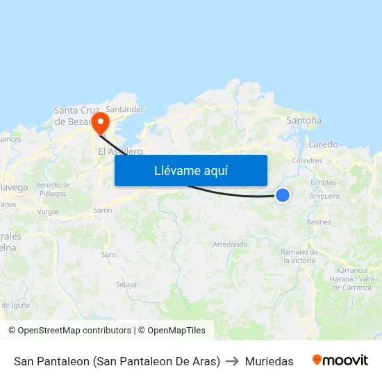 San Pantaleon (San Pantaleon De Aras) to Muriedas map