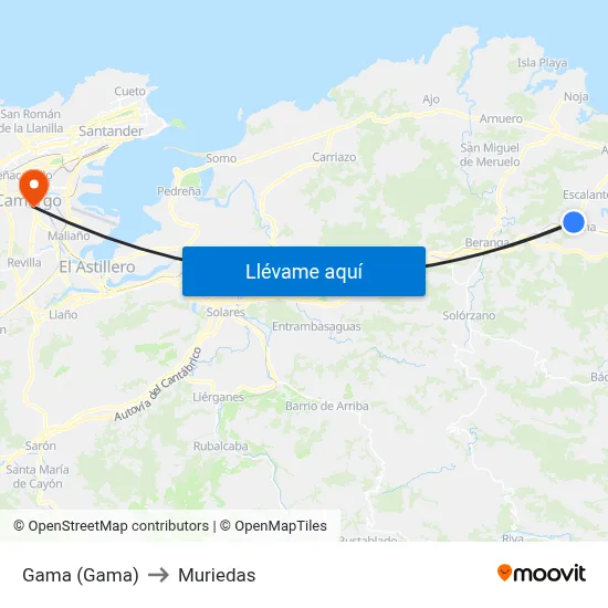 Gama (Gama) to Muriedas map